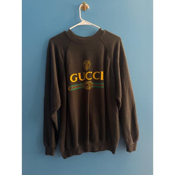 Vintage Gucci Crewneck Sweatshirt Black Pullover Men's Size Medium-Large? - Picture 1 of 3